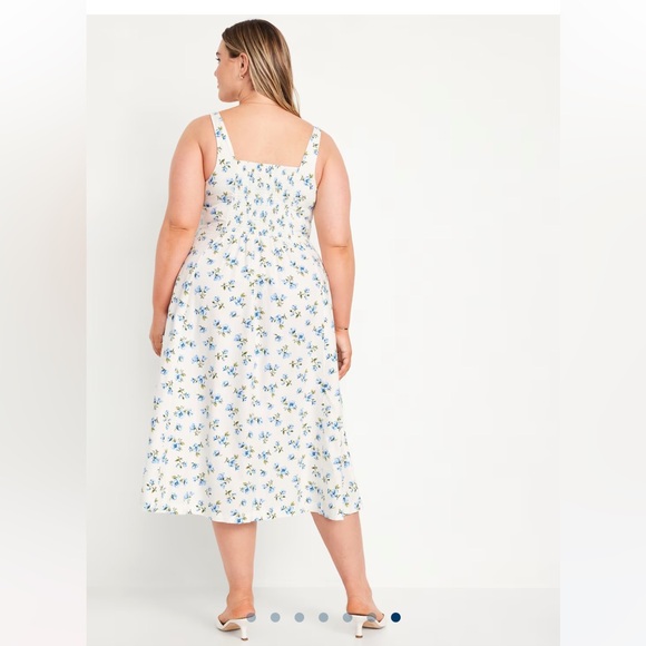 XL Old Navy Floral Midi Dress - Cream and Blue - Picture 6 of 7